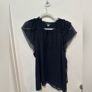 Tommy Hilfiger Navy Blue Ruffled Blouse